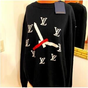 Men’s Louis Vuitton clock intarsia pullover size 4XL made in Italy